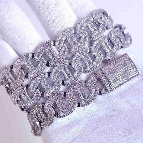 

hip hop man customized 925 sterling silver 20inch moissanite diamond iced out miami cuban link chain necklace