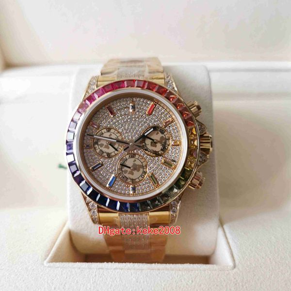 

perfect quality mens watches 116595rbow-0004 116595 40mm cal.4130 movement colored diamonds rose gold chronograph automatic mechanical men w, Slivery;brown
