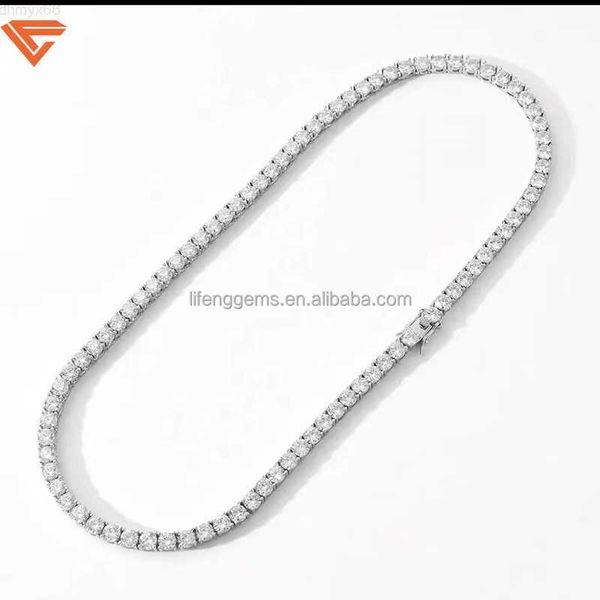 

hip hop punk shiny gold sparkling diamond tennis bracelet moissanite necklace gold and silver glacier tufted 4mm tennis bracelet