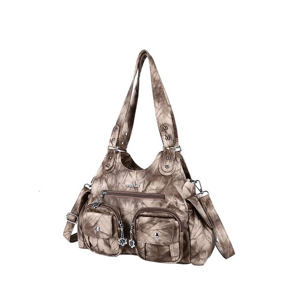 

evening bags snaillady fashion lady pu leather tiedye handle shoulder handbag crossbody bag big volume female shopper 230829