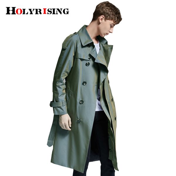 

men's trench coats holyrising hombre coat discoloration turn collar vintage long windbreaker pockets male windproof overcoat s6xl 18965, Tan;black