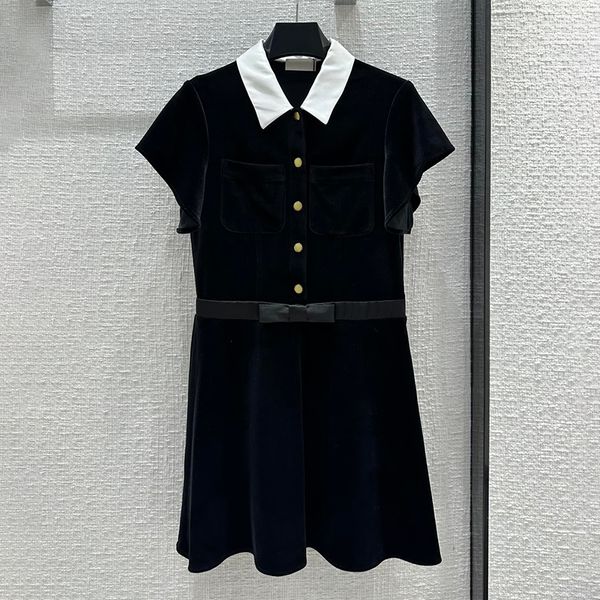 

new arrival fashion dresses lapel botton dolman short sleesed belt dresses velvet straight girl's dating party outgoing dresses quality, Black;gray