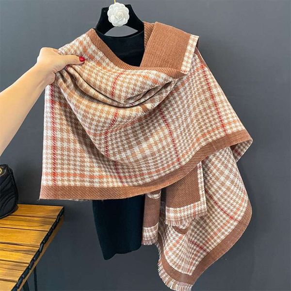 

autumn and winter style british bear embroidered scarf thick warm imitation cashmere womens all matching, Blue;gray