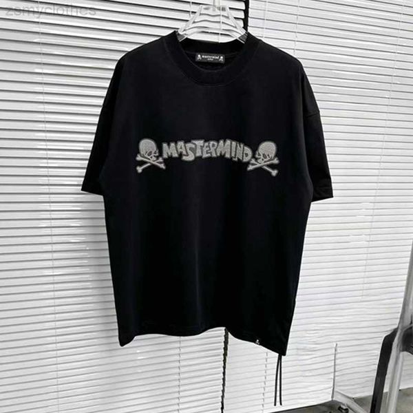 

men's t-shirts good quality oversized mastermind world puff print fashion t shirt men 2023ss heavy fabric skull short sleeve t-shirts, White;black