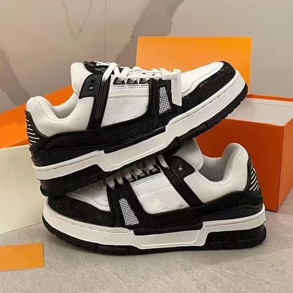 

designer shoes classic retro men's sports shoes casual shoes women's white leather shoes combination big sole printing designer sp, Black