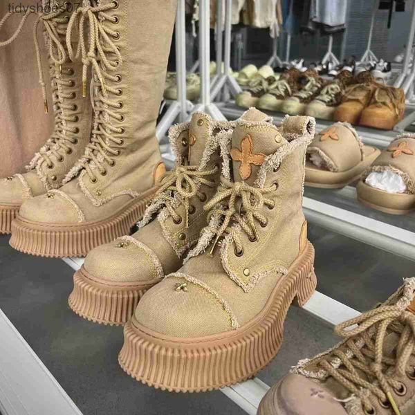 

smfk black biscuit wilderness boots washed wheat cowhide sail fabric face mid barrel martin boots cross flower