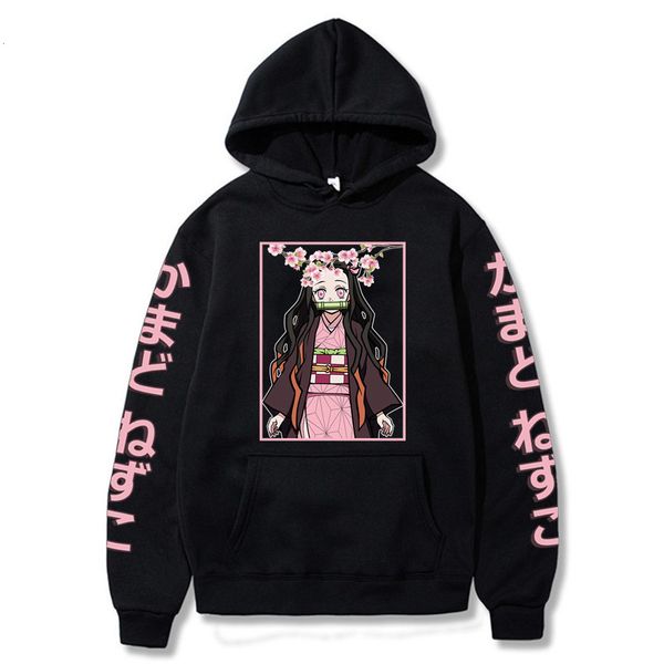 

men's hoodies sweatshirts anime demon slayer hoodies kamado nezuko kimetsu no yaiba streetwear sweatshirts hoodie oversized cozy pullo, Black