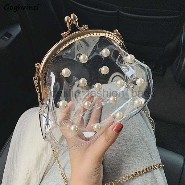 

shoulder bags transparent pearl cross body bag women's sweet and cute chain bag summer fashion jelly bag french style romantic one shou