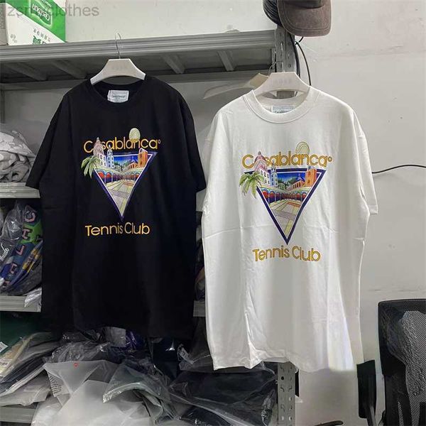 

men's t-shirts good quality tennis club casablanca fashion t-shirts men casual black white short sleeve women t shirt inverted triangle, White;black