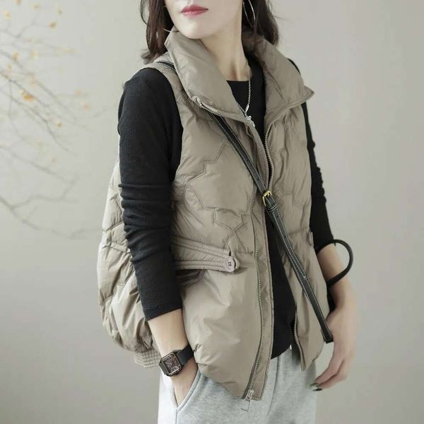 

thin down vest womens short style sleeveless man jacket western, Black