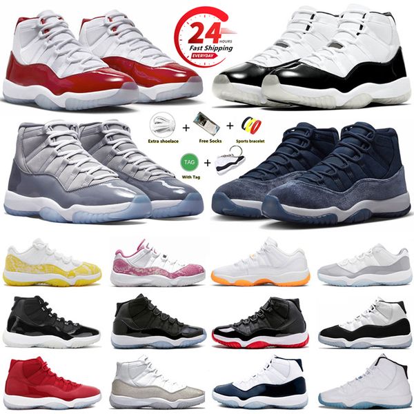 

jumpman 11 mens basketball shoes 11s cherry cool grey midnight navy pure violet citrus legend gamma blue bred pantone space jam men women tr