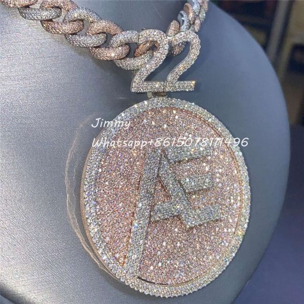 

custom rose gold sterling sier pendant mens vvs moissanite iced out hip hop p letter pendant, Silver