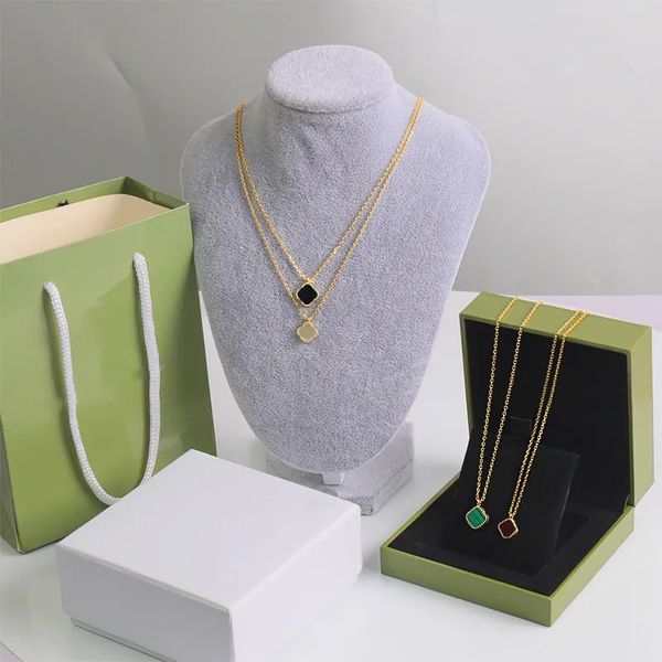 

fashion designer jewelry van mini clover necklace set motif pendant necklaces bracelet stud earrings 18k gold mother pearl green flower neck, Silver