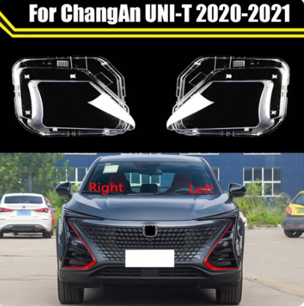 

car front headlamps cover transparent lampshades glass head lamp shell headlight lens covers styling for changan uni-t 2020-2021