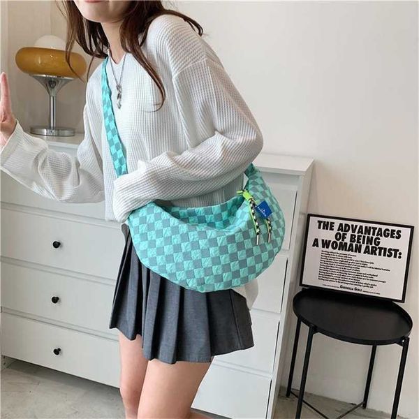 

evening bags spring new western style small bag leisure nylon fabric shoulder thousand bird checker crossbody commuter dumpling 230828