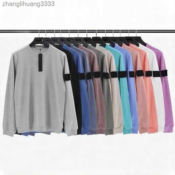 

stones islands long sweater autumn designerdesigners island classic badge sleeve bottom shirt men and women couples loose simple cotton vers, Black