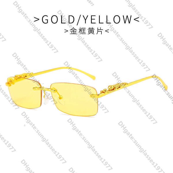 

Fashion Designer Cool sunglasses 2023 new metal leopard head frameless men's women's square glasses 17Q88