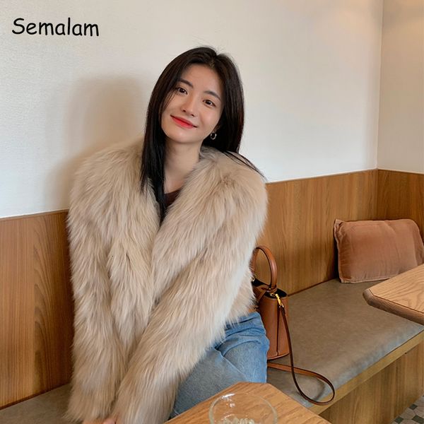 

womens fur faux women winter coat korea fashion elegant warm coats loose outercoat lady party club outfits casual white black 230828