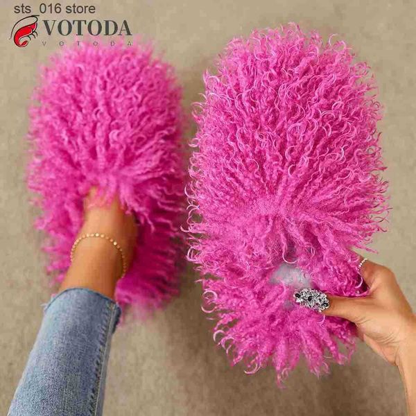 

slippers winter furry shoes women fur slippers fluffy faux mongolian fur slides warm plus fuzzy flip flops luxury shoes woman t230828, Black
