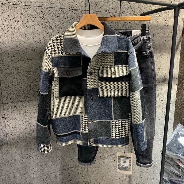 

mens jackets american casual stitching contrast lapel jacket coat fashionable handsome workwear allmatch 230829, Black;brown