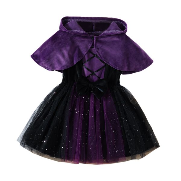 

princess dresses for girls purple velvet cloak + tulle dress 2 piece clothing set kids halloween cosplay clothes sets, Blue