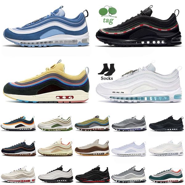 

outdoor jogging designer running shoes max 97 97s womens mens platform sneakers triple black white sean wotherspoon muslin pink foam cork sp