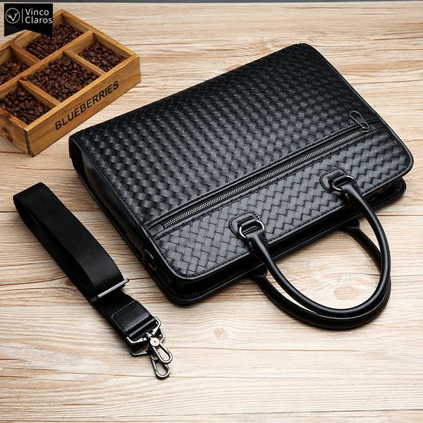 

lapbags vc men's weave handbags luxury men genuine leather business briefcase brand shoulder for bag male 230828