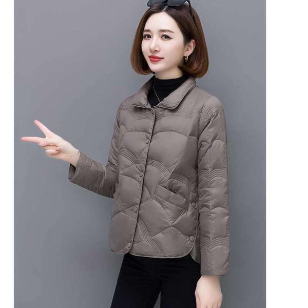 

white duck down light jacket for women short style simple personality stand up collar fashionable, Black