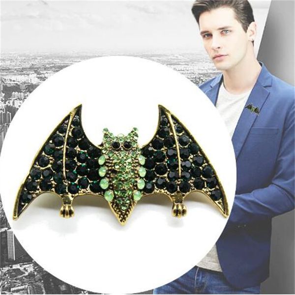 

european and american fashion halloween bat brooch flying blue crystal brooch ab1236, Gray