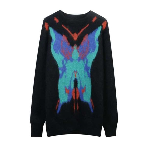 

womens designer clothing fashion blouses spring new loose round neck butterfly pattern fashion brand sweater and foreign style versatile cas, White
