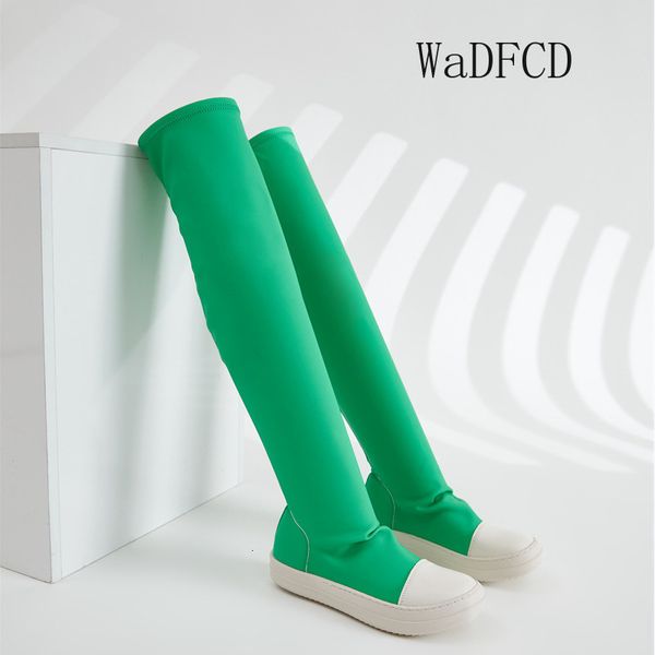 

boots knee high plus size 41 42 43 women casual sneaker fashion microfiber leather upper height increased flat platform 230829, Black