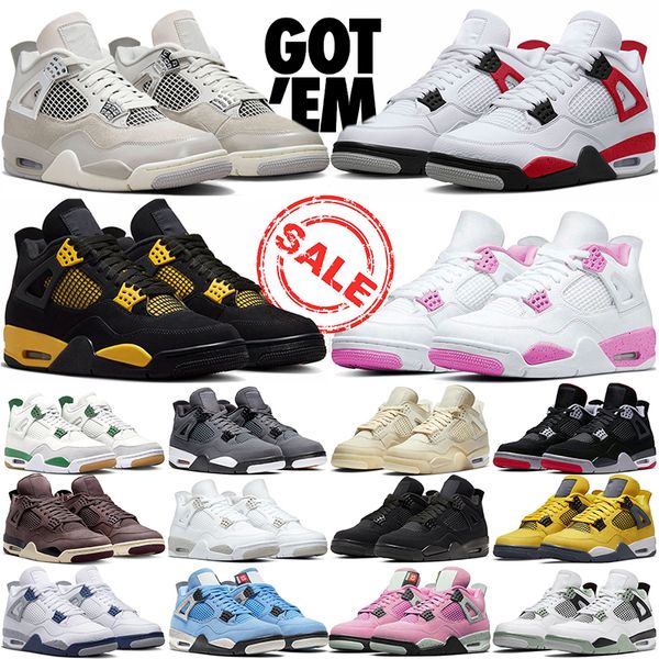 

4 4s basketball shoes jumpman 4 women men military black cat thunder pink frozen moments medium oreo pine green pure money university blue m