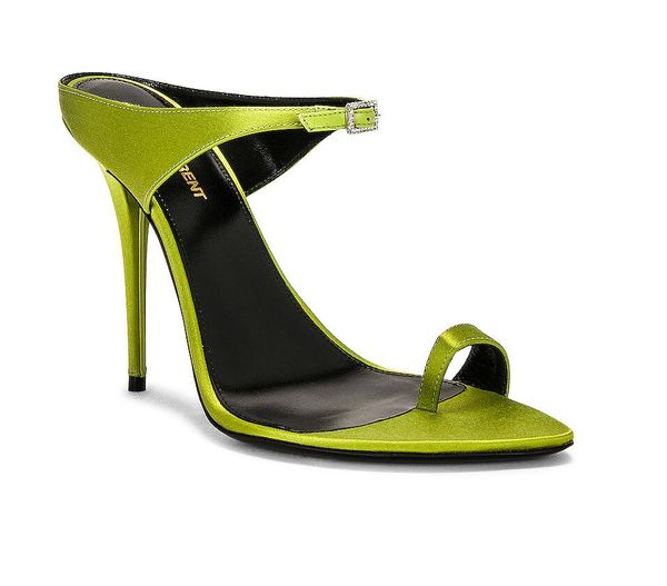 

fashion high heels lady bride rive gauche tribute sandal women's gippy strappy sandals slipper slide high heels pointed toe luxury desi, Black