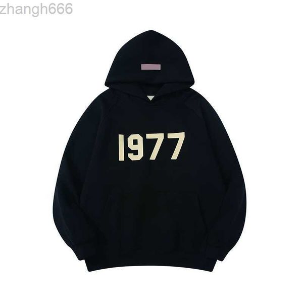 

1977 designer essen hoodies hoody men essentail pullover sweatshirts oversized clothing quality mens womens hooded jumper refflective lette, Black