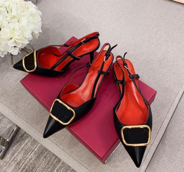 

brand designer shoes women slingback heels pumps pointed toe stiletto evening party shoes for women zapatos, Black