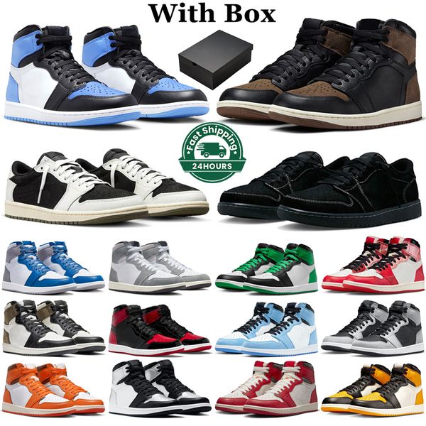 

jumpman 1 with box 1s basketball shoes men women low olive black phantom palomino unc toe lucky green lost and found true blue mens trainers
