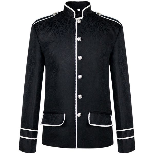 

men's trench coats vintage medieval gothic steampunk jackets men victorian blazer coat halloween uniform long sleeve party stage costum, Tan;black