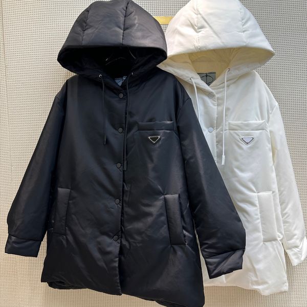 

womens cotton clothes medium-length hooded down jacket winter outdoor warmth coats #szfp05199 white and black color warm parkas fashion hood
