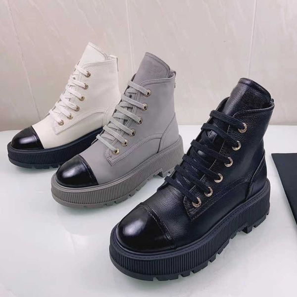 

designer martin boots ankle boots platform boots classic motorcycle lace-up genuine leather shoes winter snow leather shoe no464, Black