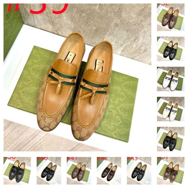 

original 1:1 men fashion casual shoes summer leather pointed toe tassel shoes luxury brands male breathable leisure dress shoes, Black