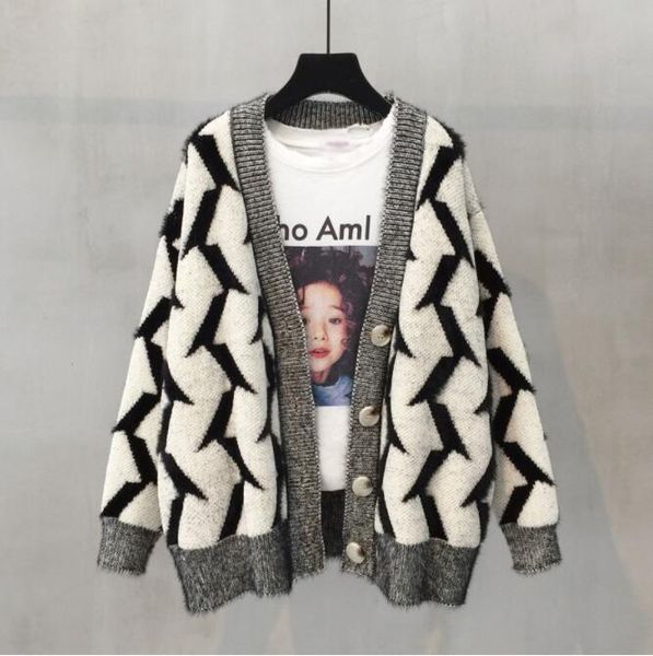 

women knitted sweaters casual brand cardigan designer clothes women knit multicolour female long sleeve sweater, White;black