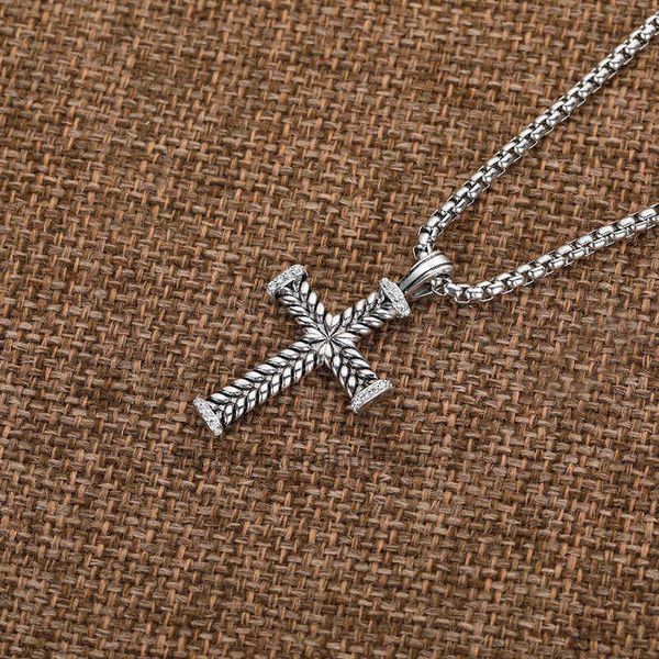 

women men women designer pendant pendants cross necklace twisted cable jewelry hhop necklaces fashion hip zircon necklaces punk, Silver