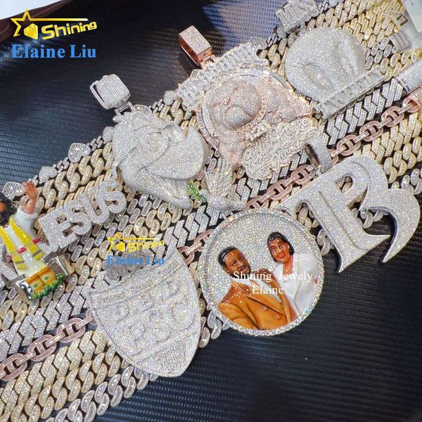 

manufacturer direct sale hip hop iced out fine jewelry gold plated men's letter name necklace pendant, Silver