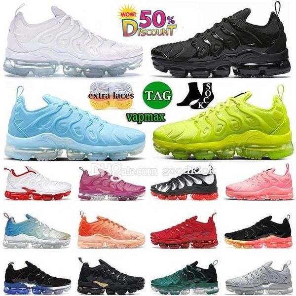 

tn plus mens womens designer sports running shoes steam max tennis three black orange blue atlanta big white pink silver wolf super vaporize