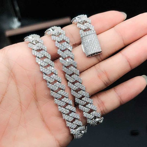

fine jewelry necklace mens woman sterling silver vvs1 moissanite diamond cuban link chain iced out custom hip hop jewelry