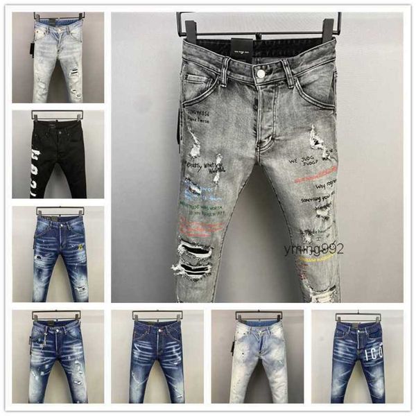 

2023 new arrivals d2 mens luxury purple designer denim jeans holes trousers dsquare jeans coolguy biker pants mens clothing 2#0373s8f, Blue