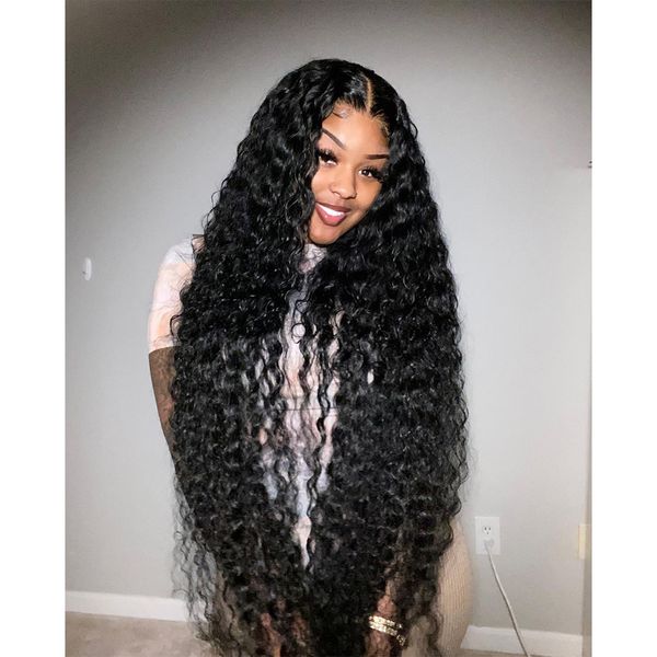 

40 Inch HD Transparent Lace Glueless Wig Human Hair Ready To Wear Deep Wave Lace Front Wigs Brazilian Preplucked Human Wigs, Mix color