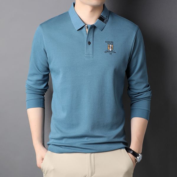 

mens polos high end luxury exquisite embroidered long sleeve tshirt mens spring and autumn fashion casual cotton polo shirt wear 230829, White;black