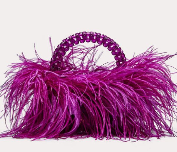

evening bags pearl bead bag with ostrich feather fur designer brand clear acrylic crystal stone box tote handbag women handmade party purse