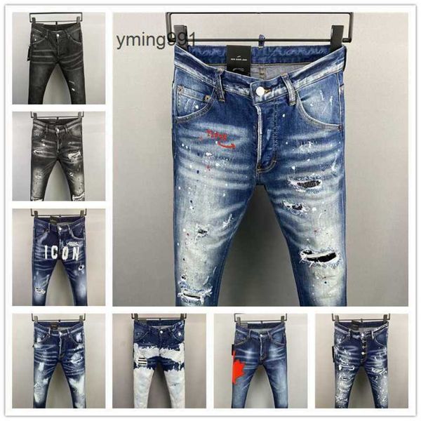 

2023 new arrivals d2 mens luxury purple designer denim jeans holes trousers dsquare jeans coolguy biker pants mens clothing 2mht, Blue